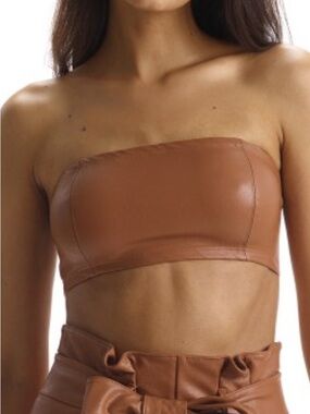 Commando Faux Leather Bandeau Crop Top - Brown